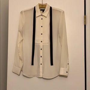 Cream Tuxedo Style Blouse
